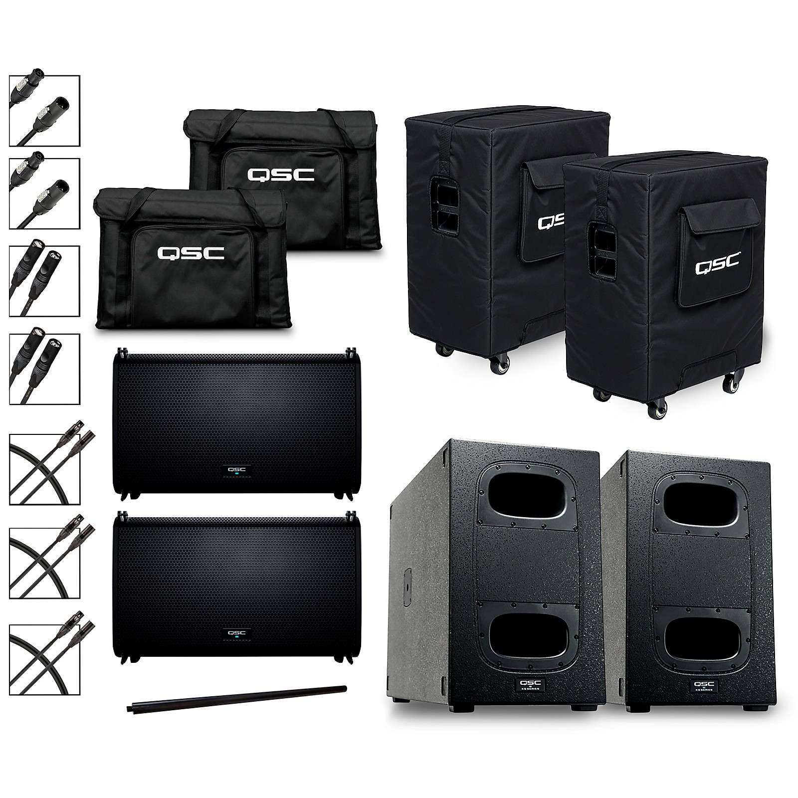 Qsc Two La Pole Mounted Active Line Array Speakers Package With Two