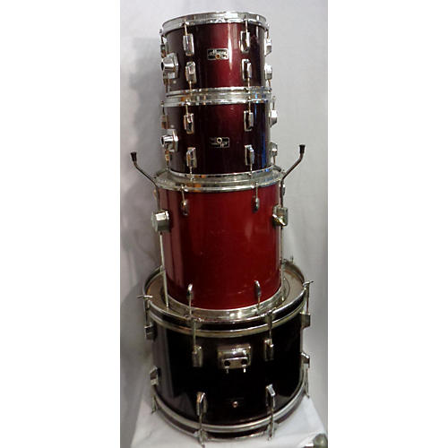 Used Maxwin Mismatched Kit 4 piece 4 Piece Drum Set Maroon