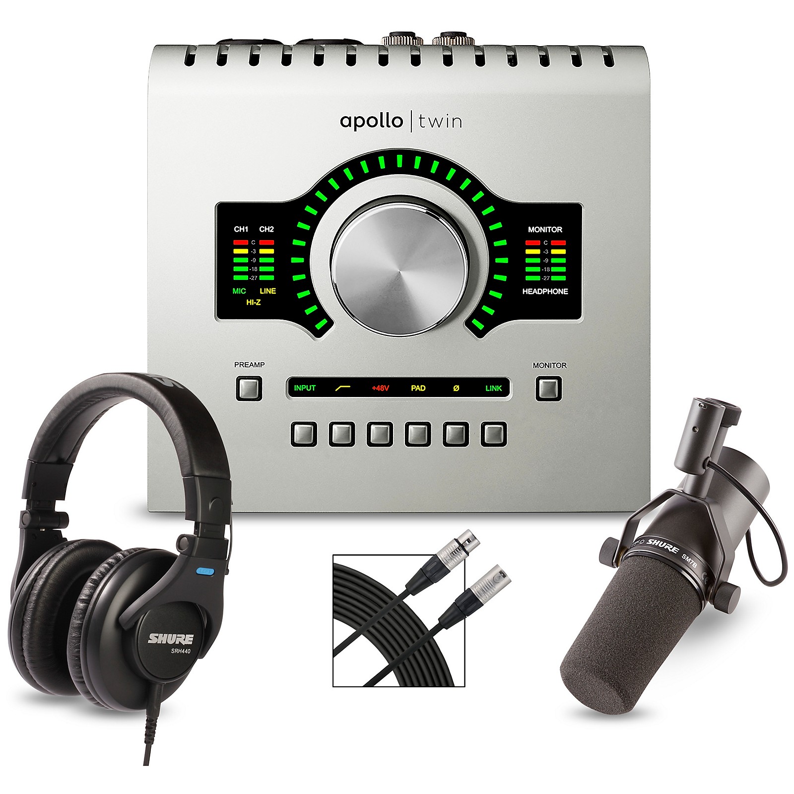 Universal Audio Apollo Twin Usb Heritage Edition Interface With Shure Sm7b Srh 440 And Mic Cable Guitar Center