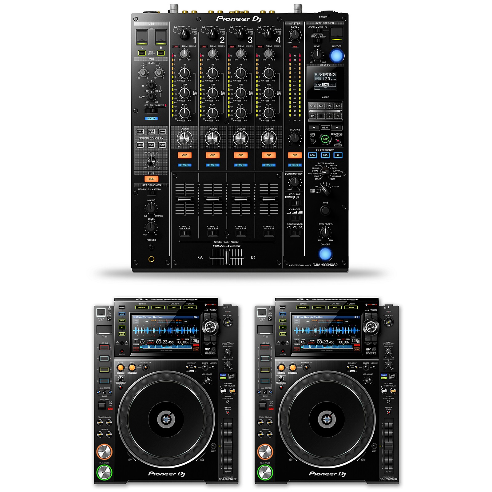 Pioneer Dj Package With Djm 900nxs2 Mixer And Cdj 00nxs2 Media Players Guitar Center