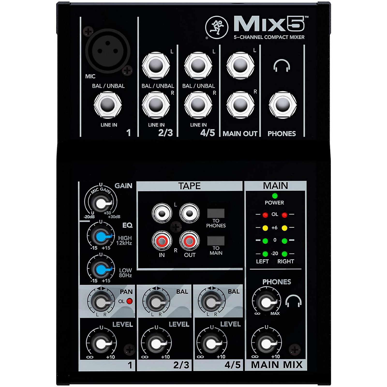 Renewed Mackie Mix Series Mix5 5-Channel Mixer,Black