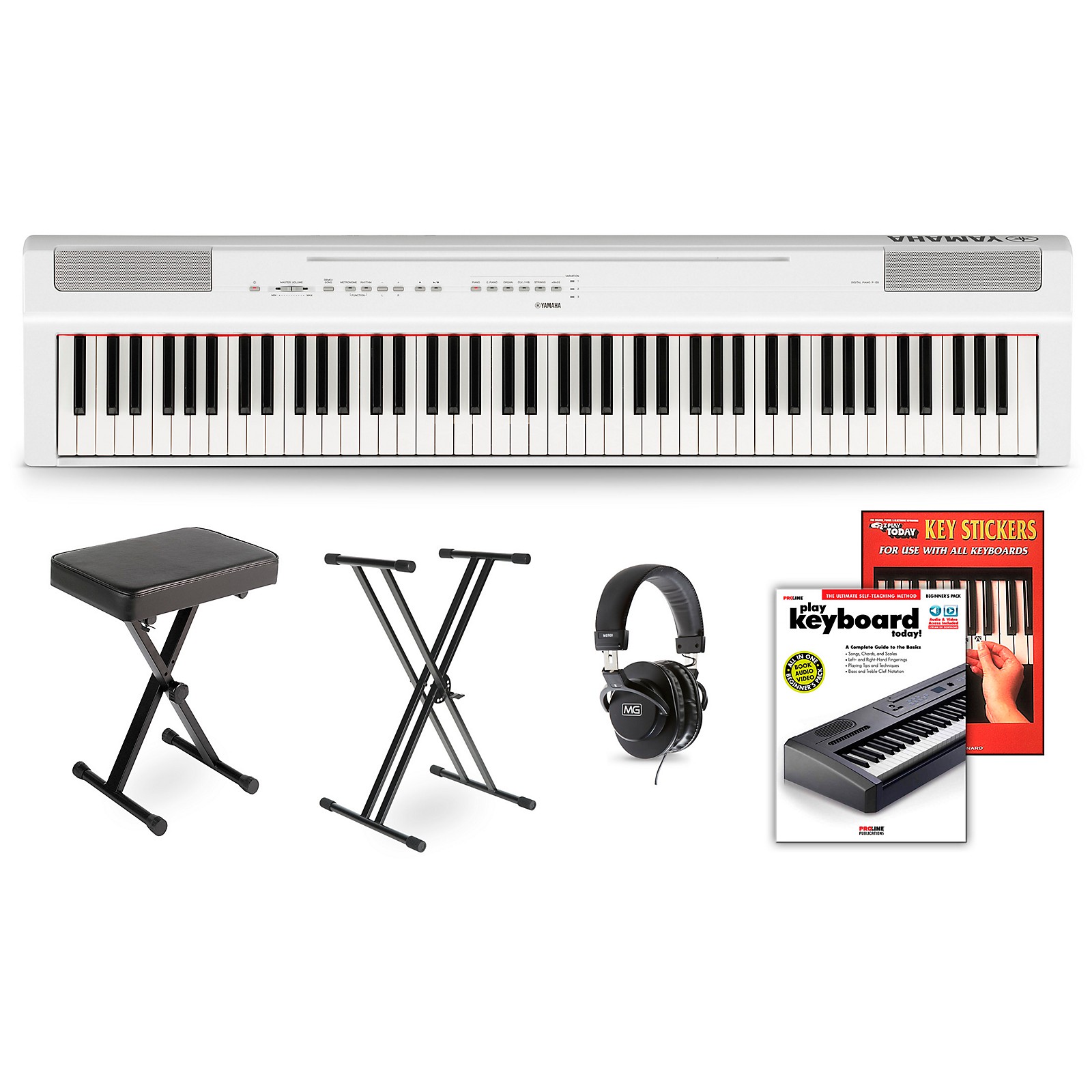 Yamaha P 125 Digital Piano White Deluxe Package Guitar Center - roblox piano keyboard v11 song of healing youtube