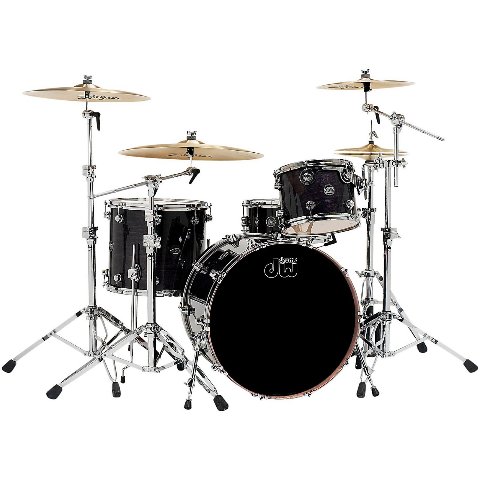 Dw Performance Series 4 Piece Shell Pack Ebony Stain Lacquer With Chrome Hardware Guitar Center