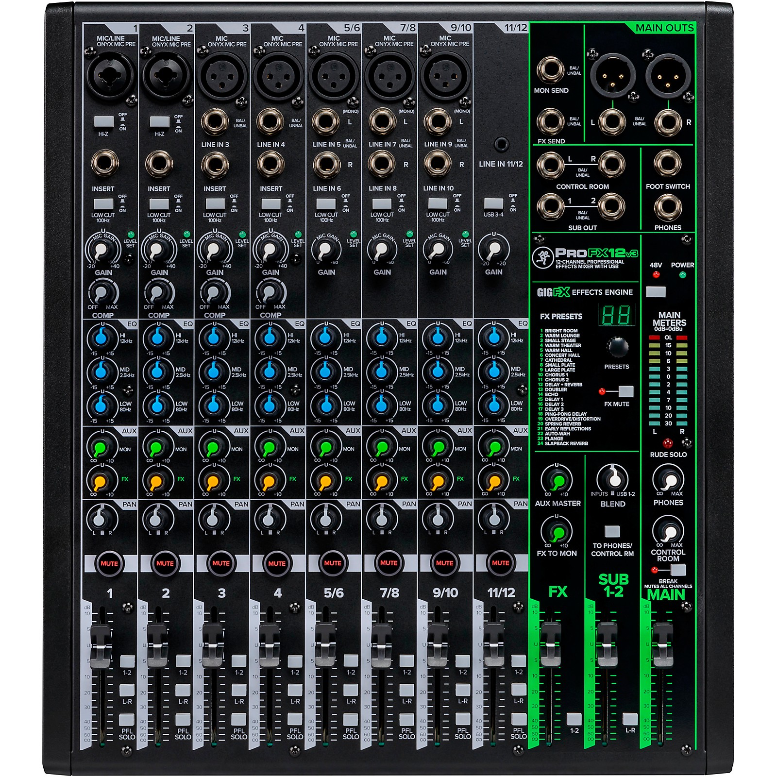 Mackie Profx12v3 12 Channel Professional Effects Mixer With Usb Guitar Center