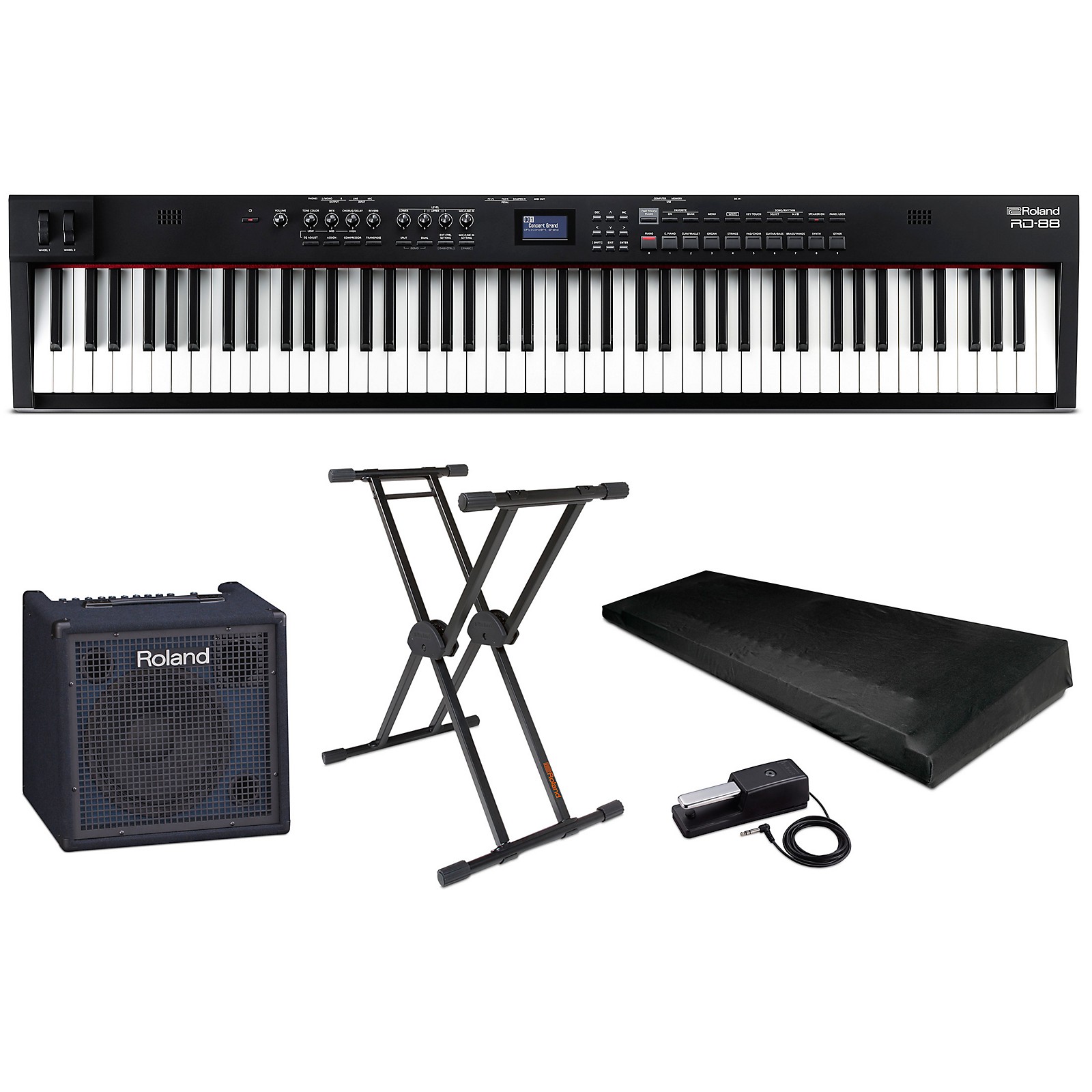 Roland Rd 88 88 Key Stage Piano Complete Package Guitar Center - roblox piano keyboard v11 sheets