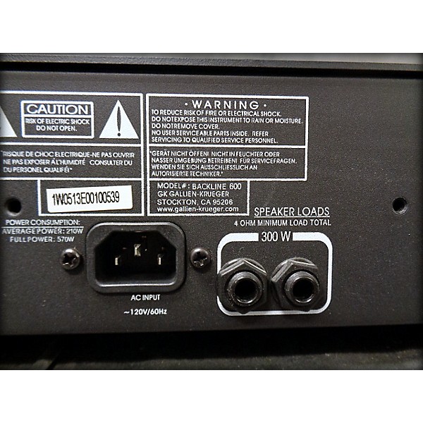 Used Gallien-Krueger Backline 600 300W Bass Amp Head