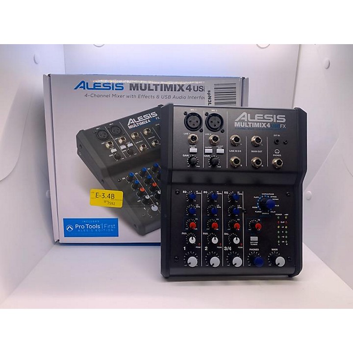 alesis multimix 4 usb fx 4-channel mixer with effe...