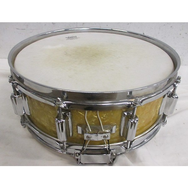 Vintage Rogers Vintage 1960s Rogers 5.5X14 Dynasonic Wood Snare Drum White Marine Pearl