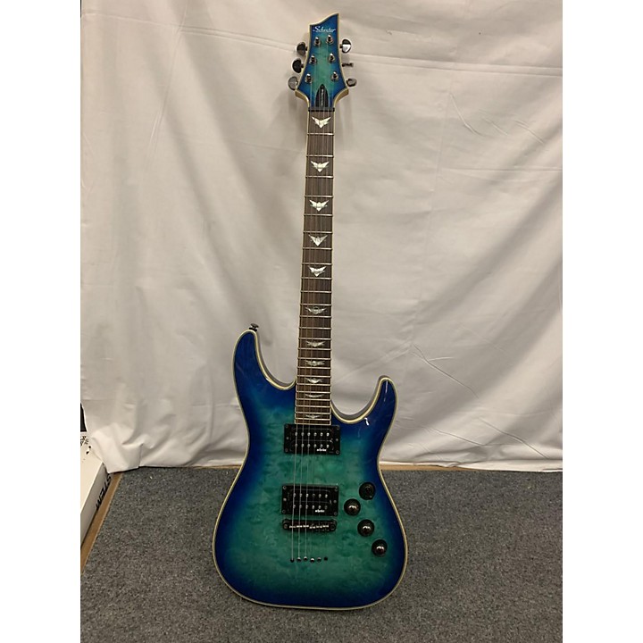 Used Schecter Guitar Research Omen Extreme 6 Solid Body Electric Guitar AQUA BURST Guitar Center