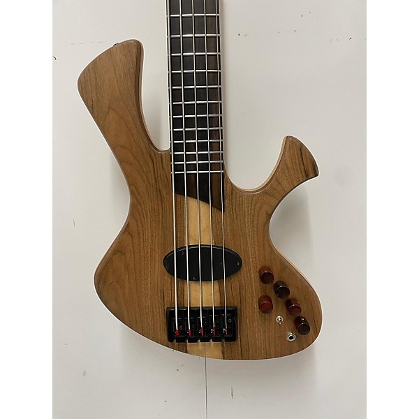 Used Used Quintino Custom Double Cut Natural Walnut Electric Bass Guitar