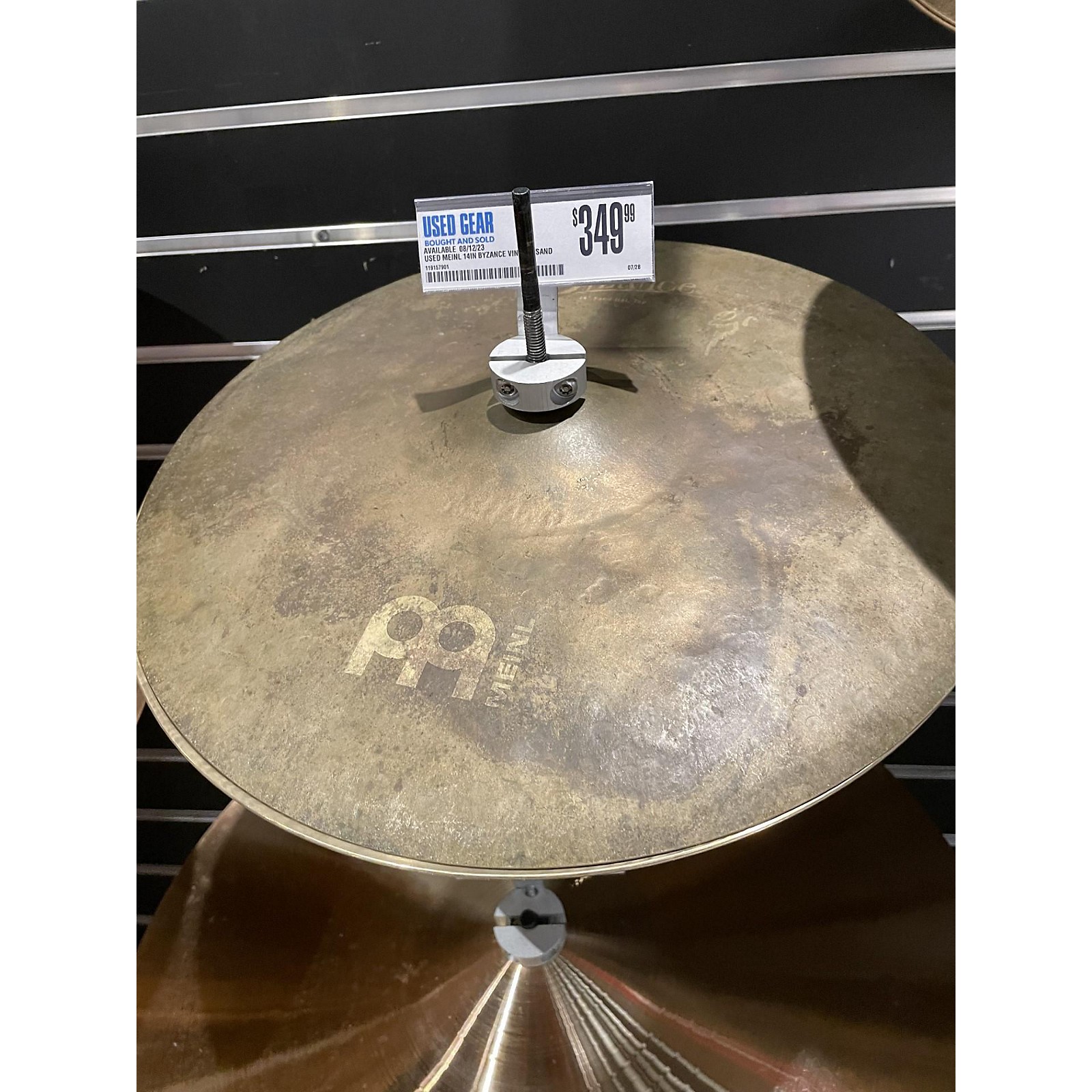 Used MEINL 14in Byzance Vintage Sand Hi Hat Top Cymbal