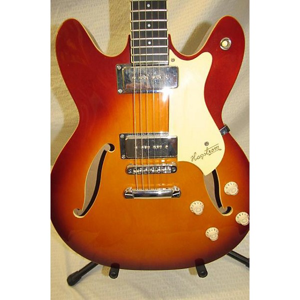 Used Hagstrom Viking IIP P90S Hollow Body Electric Guitar Cherry