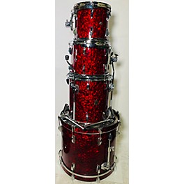 Used PRECISION DRUM CO Used PRECISION DRUM CO 4 piece CUSTOM RED SPARKLE WRAP Drum Kit