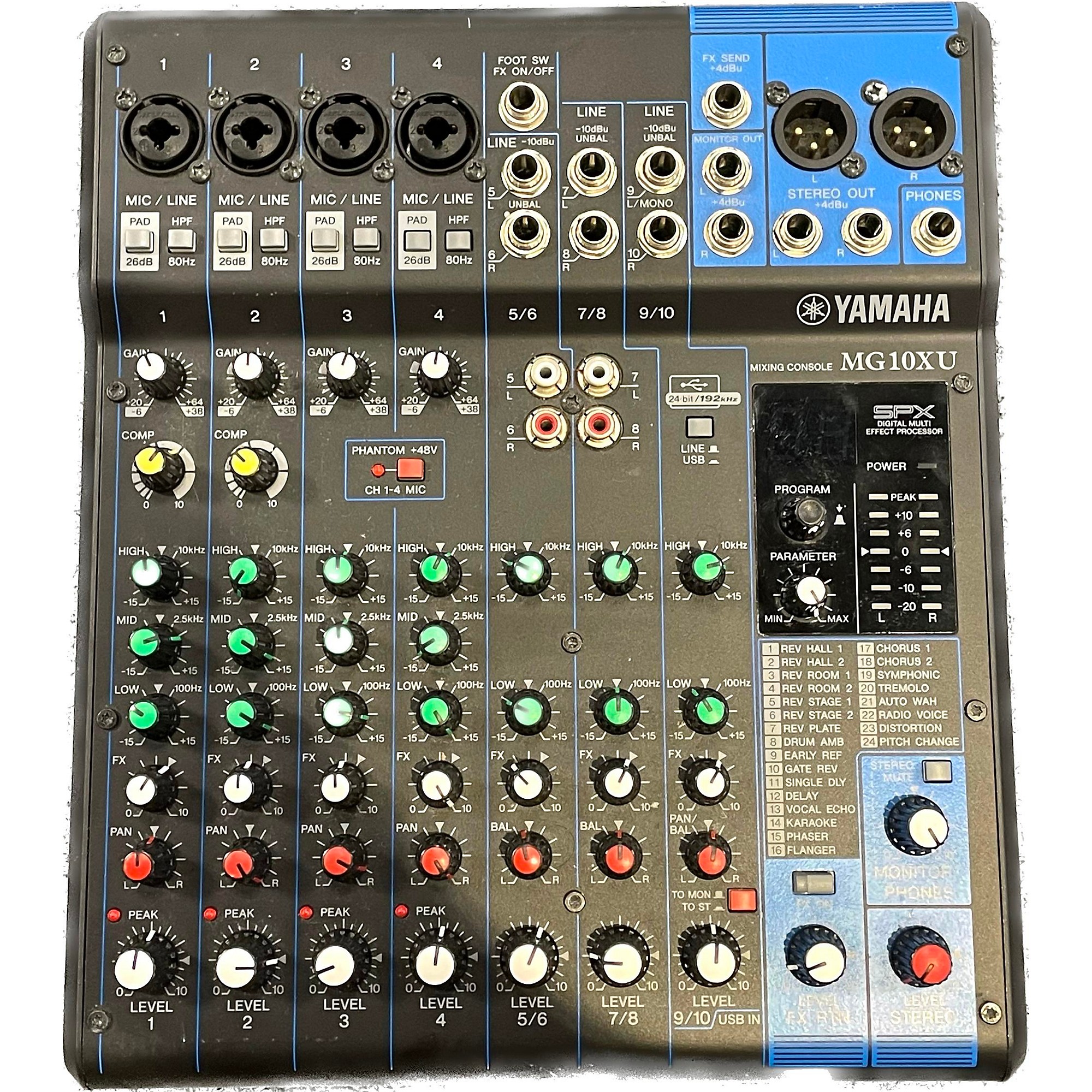 Used Yamaha MG10XU 10 Channel Mixer With Effects Unpowered Mixer