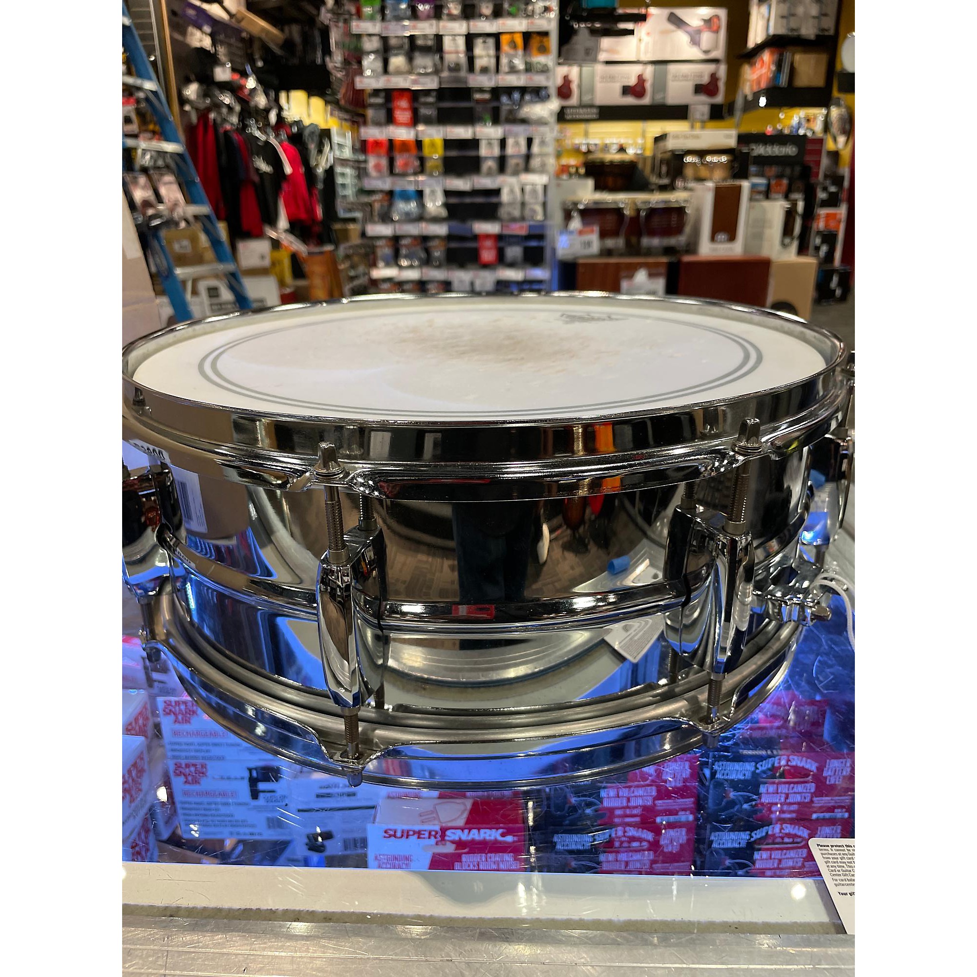 Used Pearl 14X5.5 Mirror Chrome Steel Shell Drum steel 211 