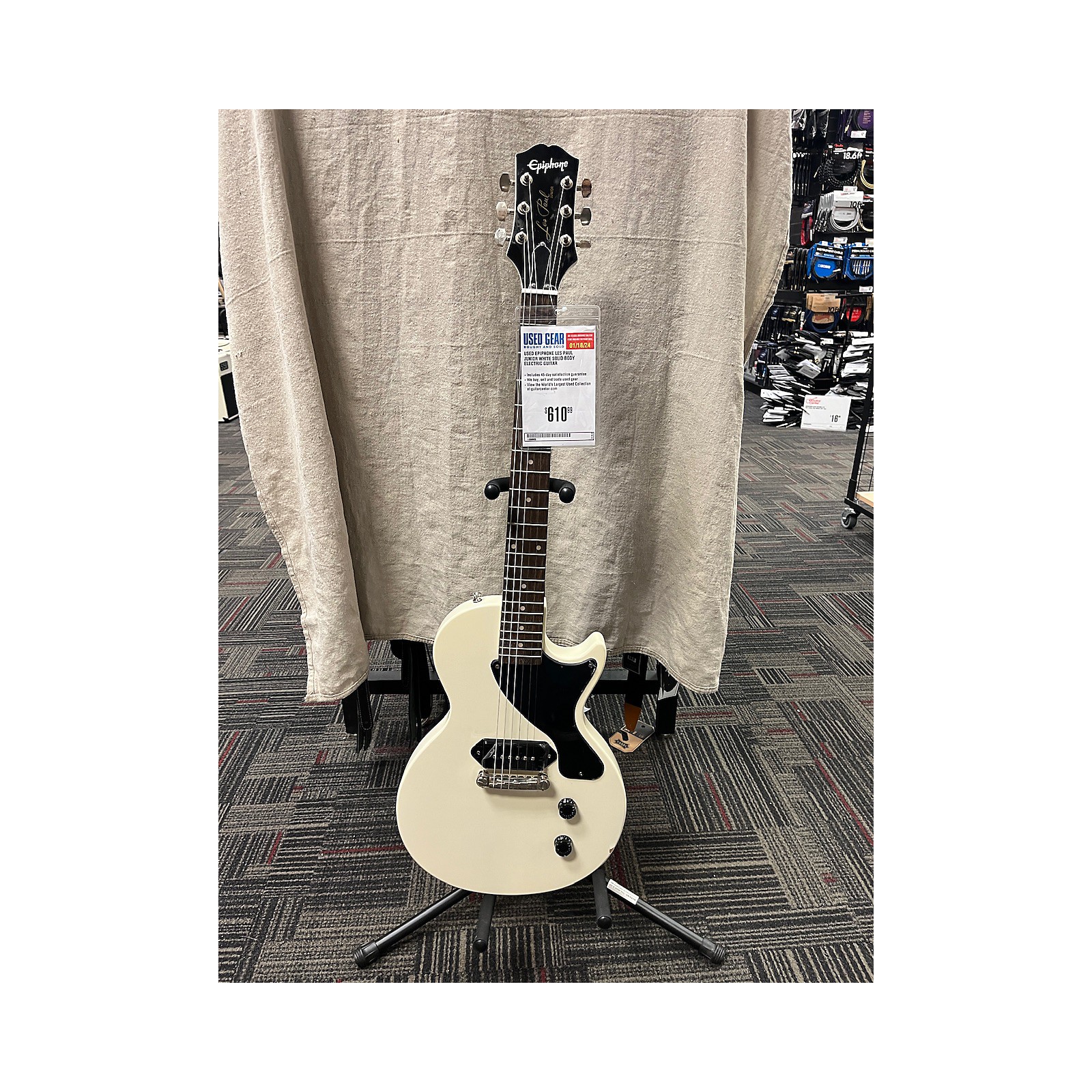 Used Epiphone Les Paul Junior Solid Body Electric Guitar White