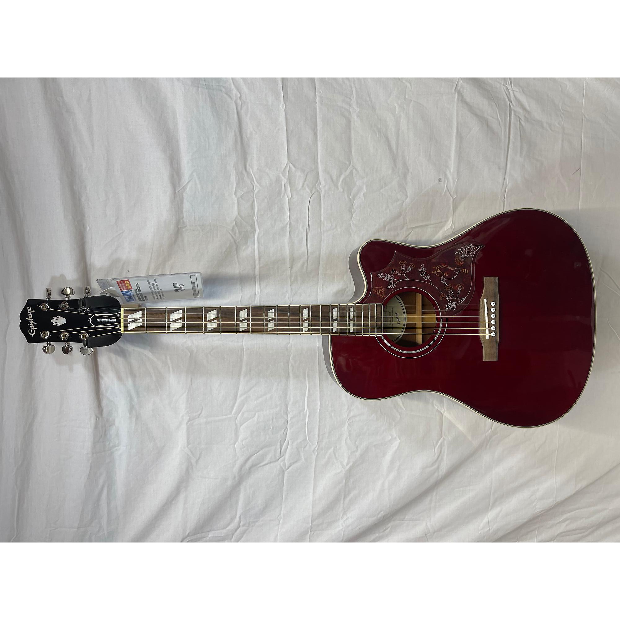 Used Epiphone 2021 Hummingbird Acoustic Guitar Red