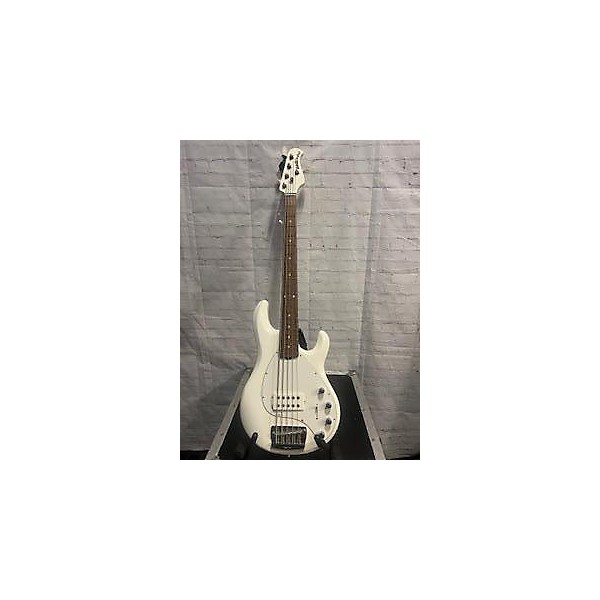 Used Used Ernieball Custom Sting Ray 5 White Electric Bass Guitar