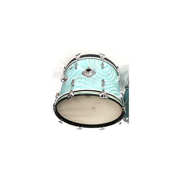 Vintage Vintage 1960s Gretsch Drums 3 piece Progressive Jazz Turquoise Satin Flame Drum Kit