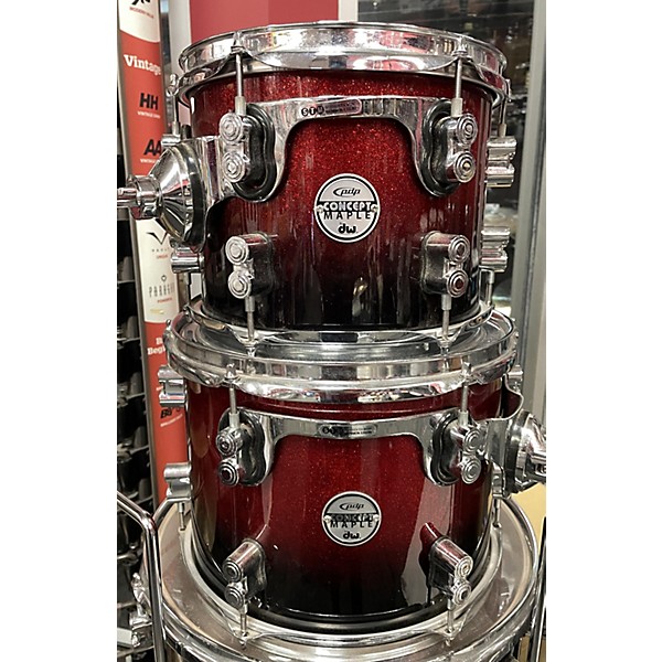 Used PDP by DW Used PDP By DW 4 piece Concept Maple Red To Black Fade Drum Kit