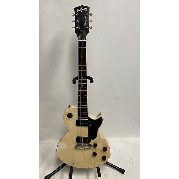 Used Used Bluesman Vintage Single Cut Les Paul JR Style Antique White Solid Body Electric Guitar