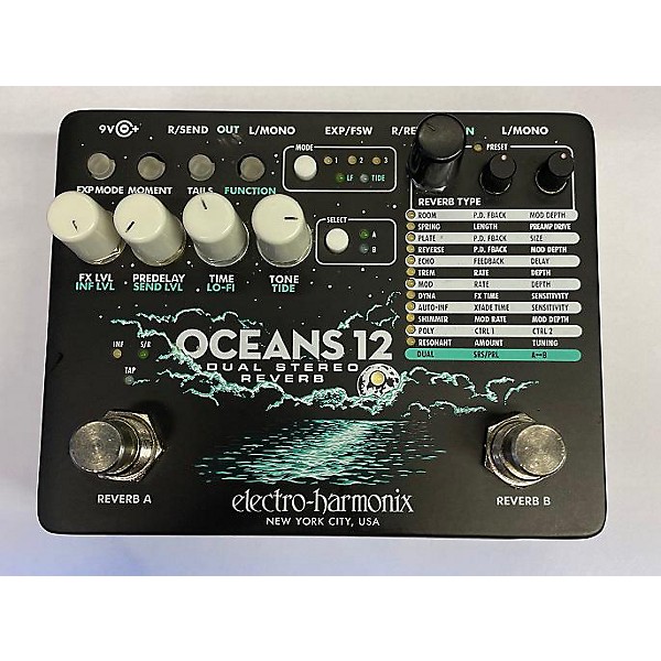 Used Electro-Harmonix OCEANS 12 STEREO REVERB Effect Pedal