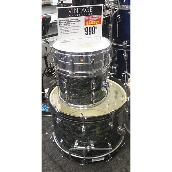 Vintage Vintage 1960s Ludwig 3 piece New Yorker & Supraphonic Snare Black Diamond Pearl Drum Kit