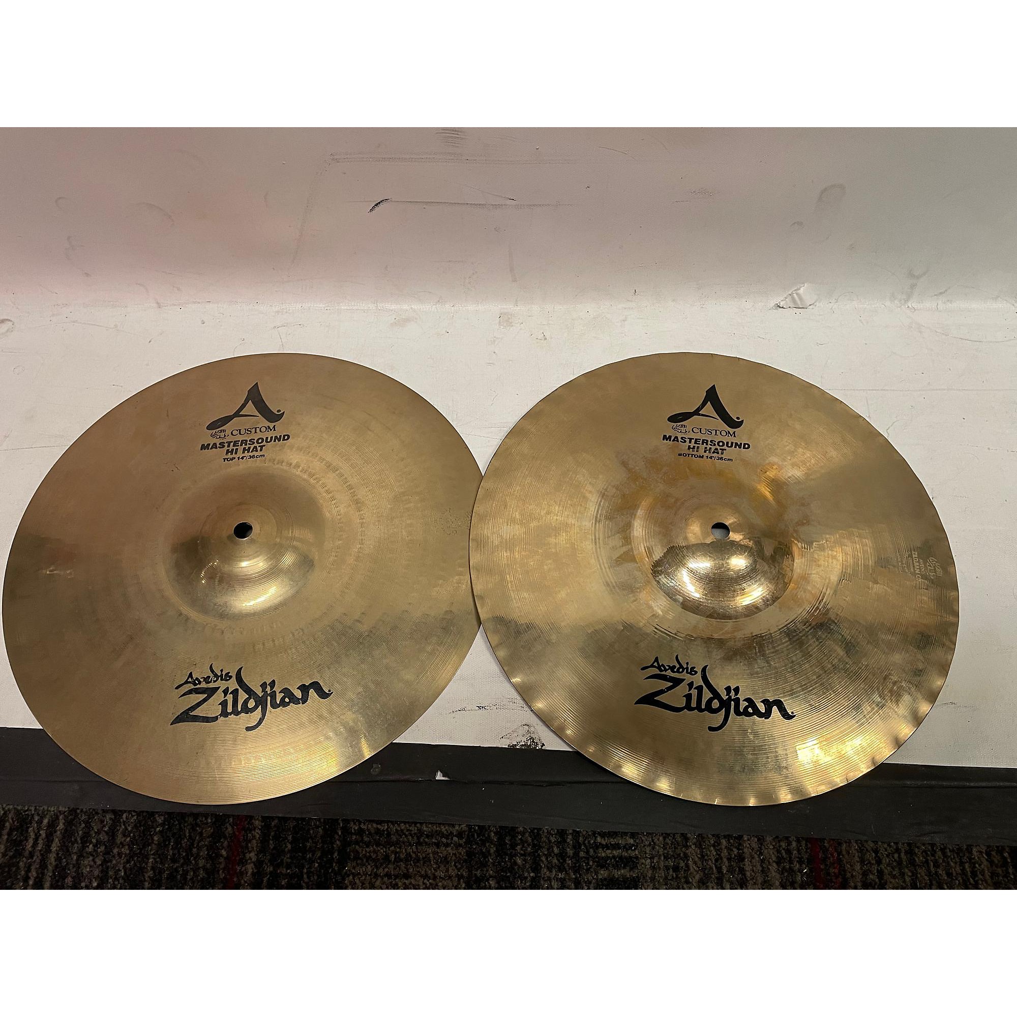 Used Zildjian 14in A Custom Mastersound Hi Hat Pair Cymbal 33