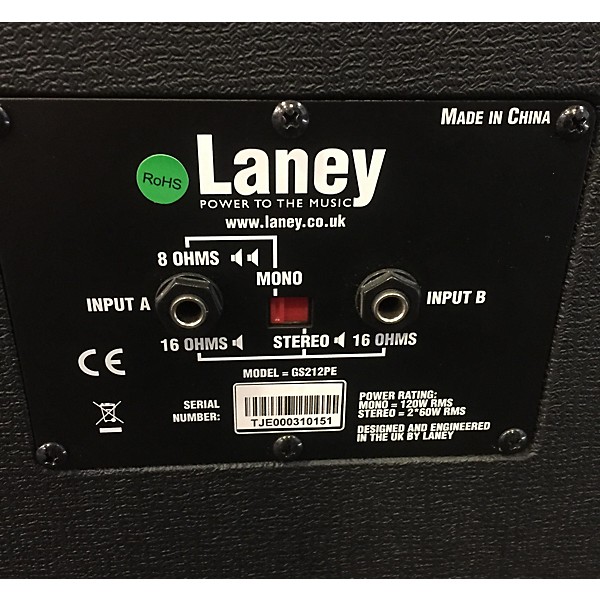 Used Laney GS212PE 2X12 Guitar Cabinet