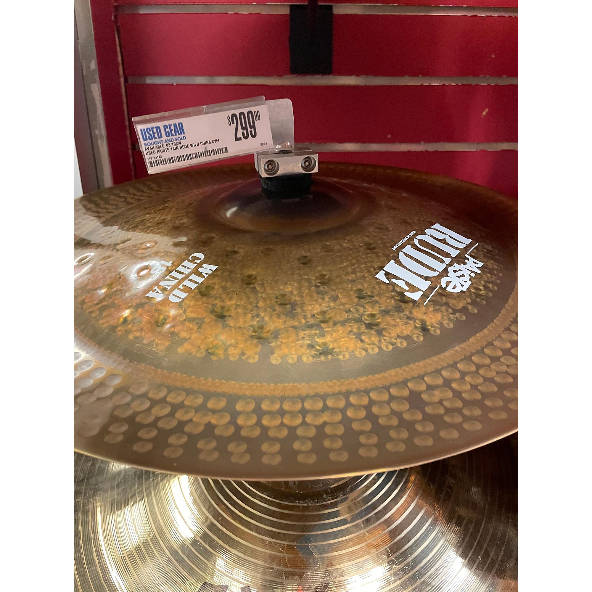 Used Paiste 18in Rude Wild China Cymbal 38 | Guitar Center