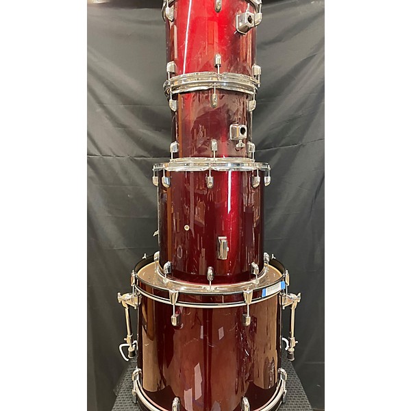 Used Used Unbranded 4 piece 4 Piece Drum Set With Gibbralter Rack Wine Red Drum Kit
