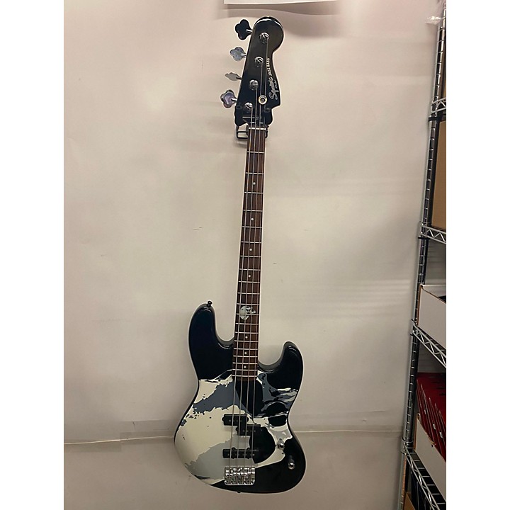 Used Squier Jazz Bass Frank Bello Electric Bass Guitar black with  