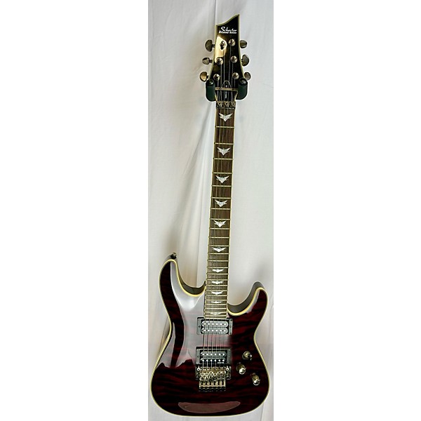 Used Schecter Guitar Research Omen Extreme 6 Floyd Rose Solid Body Electric Guitar FLAMED RED
