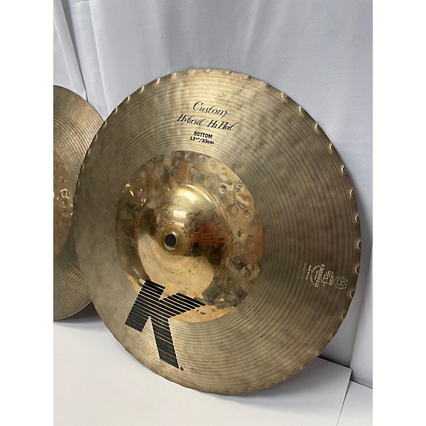 Used Zildjian 13.25in K Custom Hybrid Hi Hat Pair Cymbal