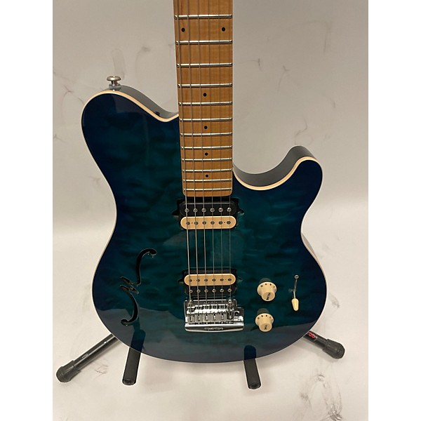 Used Ernie Ball Music Man Used Ernie Ball Music Man Axis Super Sport Semi Hollow Balboa Blue Hollow Body Electric Guitar