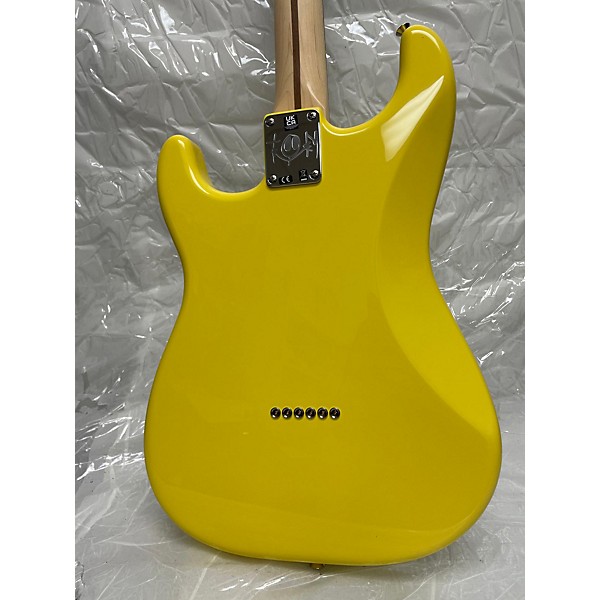 Used Fender Tom Delonge Signature Stratocaster Graffiti Yellow Solid Body Electric Guitar