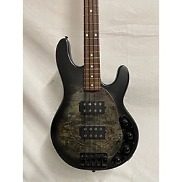 Used Ampeg Used Sterling By Music Man RAY34HH BURL TOP TRANS BLACK SATIN Electric Bass Guitar