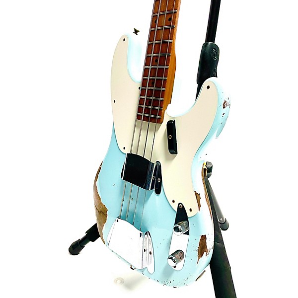 Used Fender Used 2020 Fender CUSTOM SHOP PRECISION HEAVY 1955 RELIC Sonic Blue Electric Bass Guitar