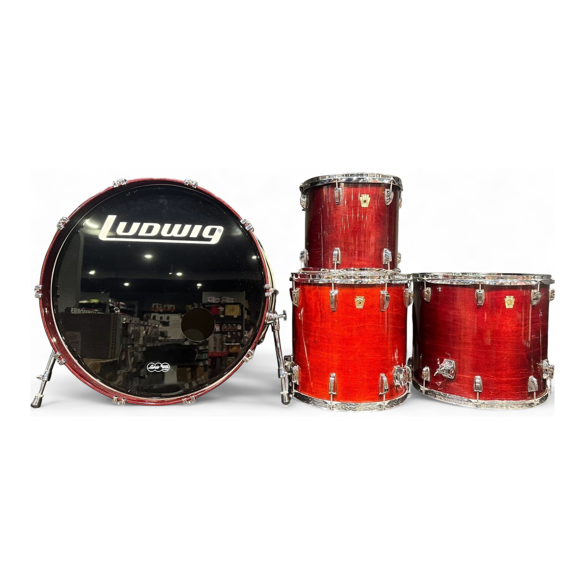 Used Ludwig Used Ludwig 4 piece Centennial Bonham Cherry Drum Kit Cherry Guitar Center