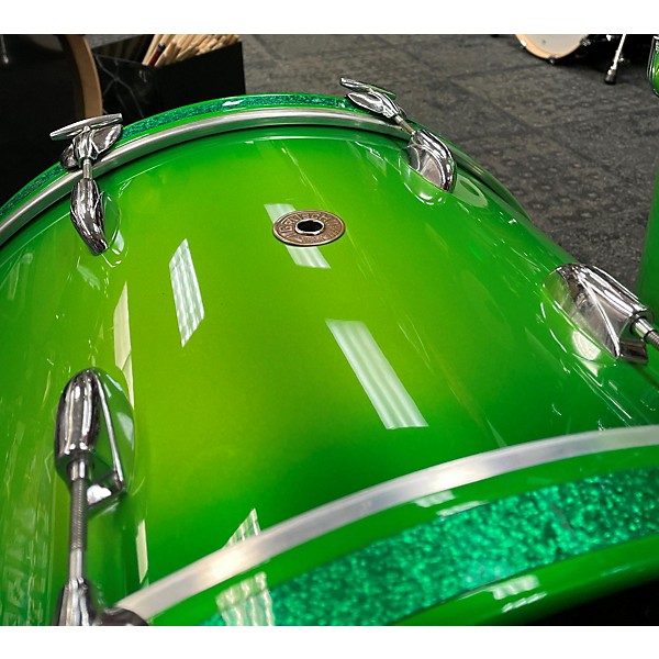 Used Gretsch Drums Used 1960s Gretsch Drums 3 piece 60's Era Round Badge Kit Lime Mist Organic Green Fade Drum Kit