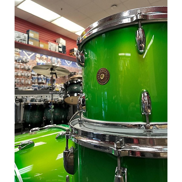 Used Gretsch Drums Used 1960s Gretsch Drums 3 piece 60's Era Round Badge Kit Lime Mist Organic Green Fade Drum Kit