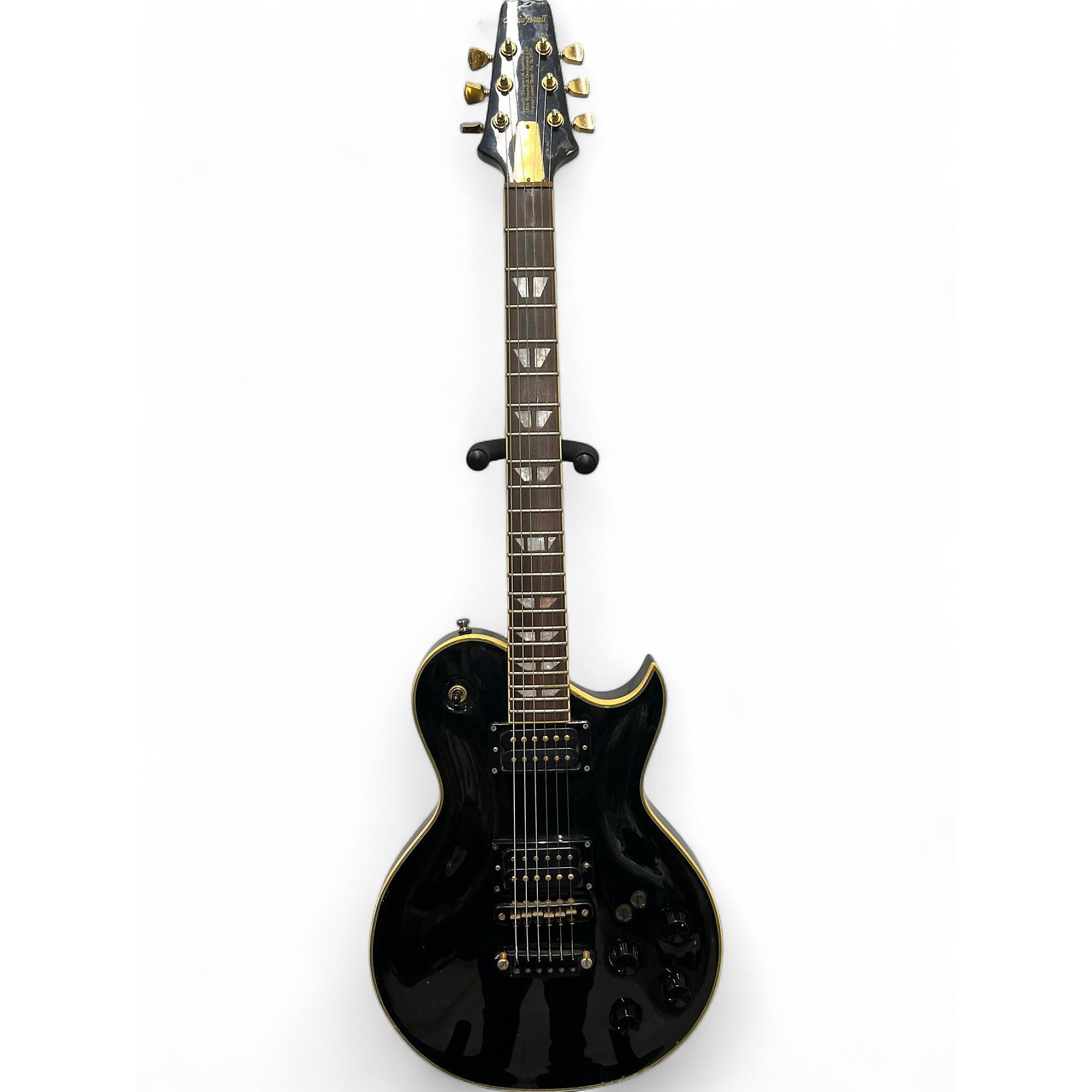 AriaproⅡ PB Left Used Aria PRO II BLACK AND GOLD Black and Gold Solid Body Electric