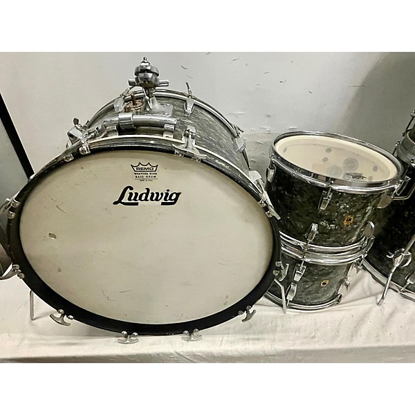 Vintage Ludwig 1960s Black Diamond Pearl 5 Pc