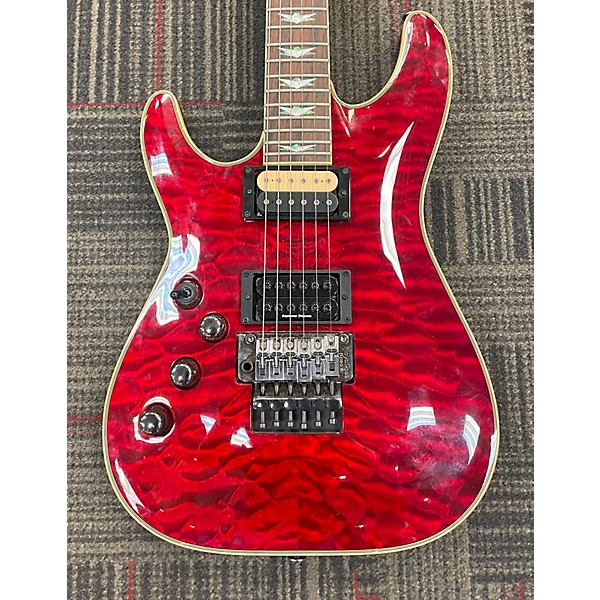 Used Schecter Guitar Research Omen Extreme 6 Floyd Rose Left Handed Electric Guitar Black Cherry