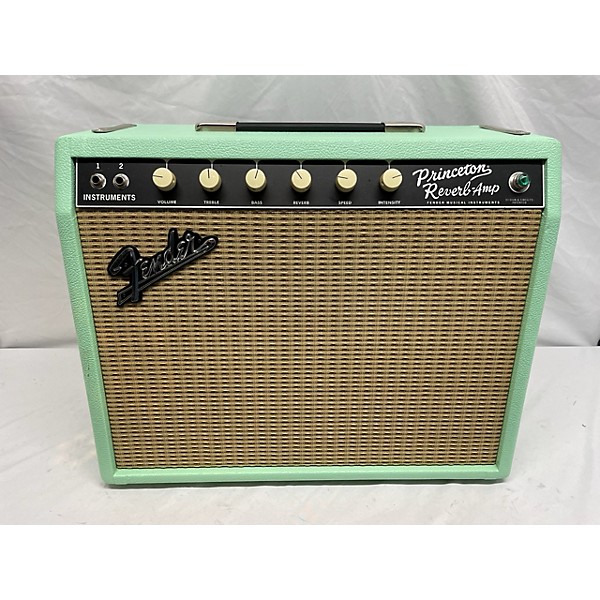 Used Fender 1965 Princeton Reverb 15W 1x10 LIMITED EDITION SURF GREEN Tube Guitar Combo Amp