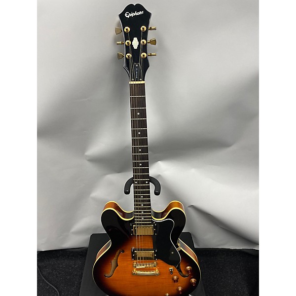 Used Epiphone Dot Deluxe Flametop Hollow Body Electric Guitar