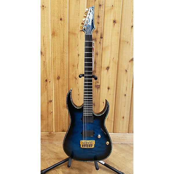 Used Ibanez Used Ibanez RGIX20FEQM Iron Label RG Series Ocean Blue Burst Solid Body Electric Guitar