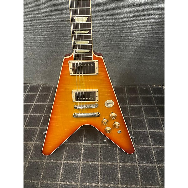 Used Gibson Cst Shp Flying V Flame Top Solid Body Electric Guitar