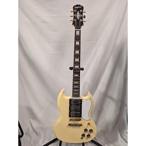 Used Epiphone G400 Custom Cream Solid Body Electric Guitar