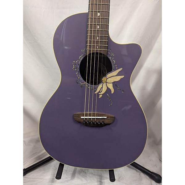 Used Luna Flora Passion Flower Acoustic Electric Guitar